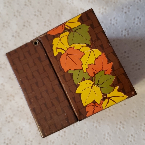 VTG Recipe Tin Rustic Farmhouse Fall Decor Leaf Orange Brown Yellow - Picture 3 of 15